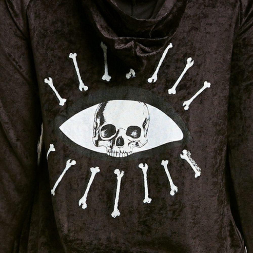 ⭐🖤LAUREN MOSHI SKULL VELOUR NADIA HOODIE SZ XS🖤⭐ - Picture 2 of 8